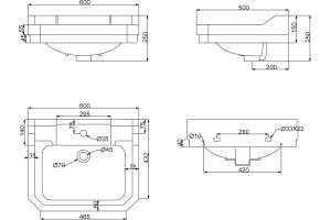 Раковина BelBagno Trevi BB135L - 3