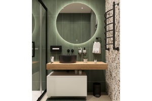 Столешница STWORKI Ольборг 120 дуб французский, без отверстий, с тумбой 80, с раковиной BOCCHI Vessel черной - 2