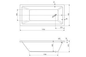 Акриловая ванна Cezares Plane Solo 170х75 (PLANE SOLO-170-75-45-W37) - 3