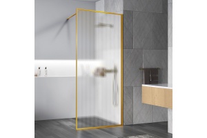 Душевая перегородка Vincea Walk-In 80х200 профиль брашированное золото стекло рифленое 