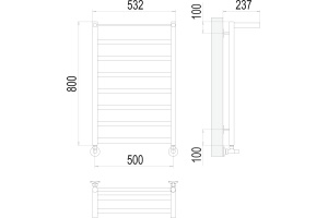 Водяной полотенцесушитель Terminus Хендрикс П8 500x800 с полкой Хром - 3
