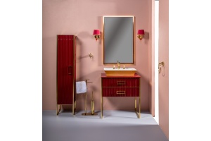 Тумба под раковину чашу Boheme Armadi Art Monaco 80 бордо глянец - золото - 3