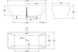 Акриловая ванна BelBagno BB73-1700 - 3