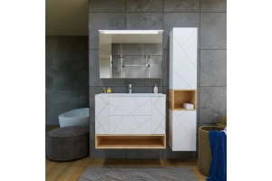 Тумба под раковину Бриклаер Кристалл 100 белая матовая (4627125415920) - 3