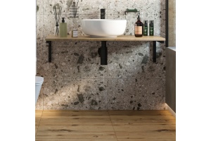 Столешница с раковиной DIWO Элиста 100 светлое дерево, с раковиной Moduo 40 RING