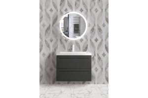 PLATINO База под раковину подвесная с двумя выкатными ящиками, Серый матовый AM-Platino-750-2C-SO-GM