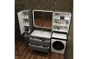 Тумба под раковину Style Line Бергамо мини 90 серая - 3