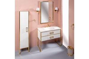 Зеркало Armadi Art Monaco 70х110 с подсветкой белый - золото - 2