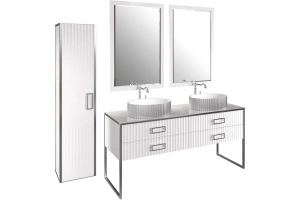 Шкаф-пенал Armadi Art Monaco подвесной белый глянец - хром - 2