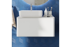 Тумба с раковиной STWORKI Ноттвиль 80 белая, без выреза под смеситель