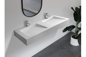 Раковина подвесная ABBER Stein AS2643-1.5 двойная, белая матовая - 2