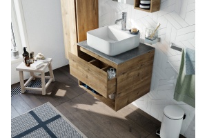 Мебель для ванной STWORKI Карлстад 60 дуб рустикальный, ровереллав стиле лофт, под дерево, подвесная - 2