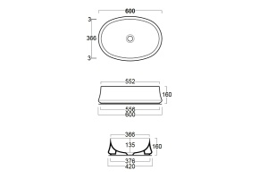 Накладная раковина Simas Sharp 60 см (SH04) - 3