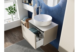 Тумба с раковиной STWORKI Ноттвиль 60 бежевый шелк, с отверстием под смеситель - 3