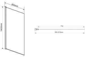 Шторка на ванну Vincea 80х140 профиль сталь стекло прозрачное - 3