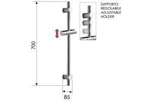 Штанга для ручного душа без шланга xv никелированная сталь remer 317GXV - 2