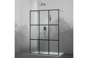 Душевая перегородка Rgw Walk in WA-018-B 120x200 профиль черный стекло прозрачное с рисунком