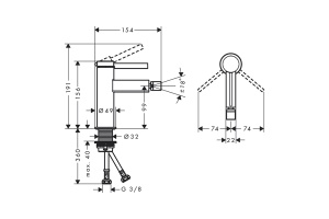 Смеситель для биде Hansgrohe Finoris с донным клапаном черный матовый - 2