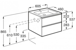 THE GAP Модуль д/раковины 600 мм, 2 ящика, белый глянец - 2