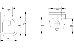 4.21004.20 INFINITY Унитаз подвесной, Rimless,510x360мм, без сидения ,белый (279254) - 2