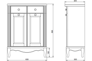 Тумба ValenHouse Лиора 65 с 2 бельевыми корзинами, кальяри, фурнитура бронза - 2