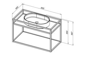 1.33003.BB LIBERTY Консоль 90 подвесная, черный браш (274340) - 2