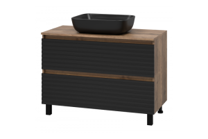 Тумба под раковину Brevita Dakota 100 дуб галифакс олово, черный кварц (DAK-07100-19/02-2Я) - 2