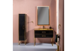 Тумба под раковину моноблок Boheme Armadi Art Monaco 100 черный глянец - золото - 3