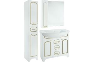 Тумба с раковиной Bellezza Тиффани 105 белая, патина золото - 2