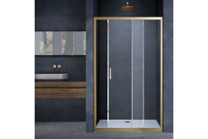 Душевая дверь в нишу Vincea Alpha 110х190 профиль брашированное золото стекло прозрачное 