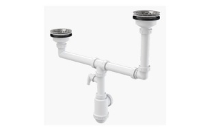 Сифон для сдвоенной мойки A454P с нерж. решеткой D