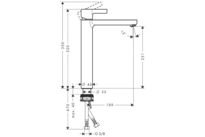 Смеситель для раковины Hansgrohe Metris S Highriser, однорычажный, без сливного набора, хром 31023000 - 2