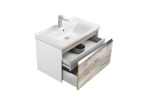 Тумба с раковиной Aquaton Капри 80 белый-светлое дерево - 3