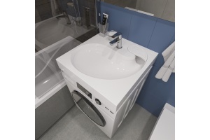 Раковина STWORKI Дублин 60 см белая, на стиральную машину - 2