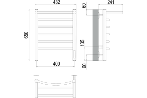 Электрический полотенцесушитель Terminus Классик П6 400x650 с полкой Хром - 3