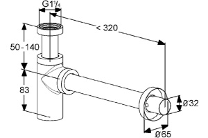 Сифон для раковины Kludi, Черный матовый 1002039-00 - 2