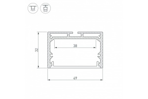 Профиль с рассеивателем Arlight SL-LINE-4932-2500 BLACK+OPAL 027988 - 2