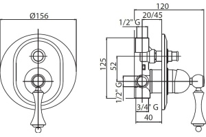 Смеситель Cezares Margot VDIM-03/24-Bi С ВНУТРЕННЕЙ ЧАСТЬЮ - 3