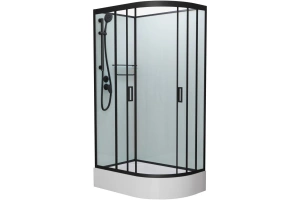 Душевая кабина Frank 120х80 левая черная стекло матовое