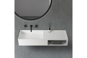 Тумба с раковиной Abber Stein 120 подвесная белый матовый