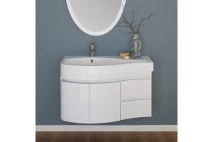 Тумба с раковиной Aquanet Сопрано 2-95 белая L