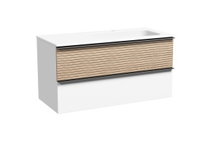 Тумба под раковину Sancos Delta 99х44 правая белая - светлое дерево