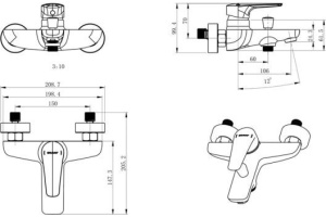 Смеситель Bravat Arden F6351385CP-01-RUS для ванны с душем - 2