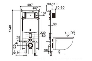 Система инсталляции WeltWasser WW AMBERG 404 BL с кнопкой смыва черный (10000009856) - 3