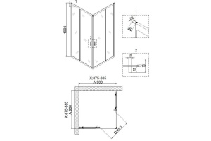 Душевой уголок Niagara Nova NG-6608-08 90x90, квадратный - 3