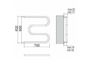 Водяной полотенцесушитель Terminus M-образный 600х700 Хром - 3