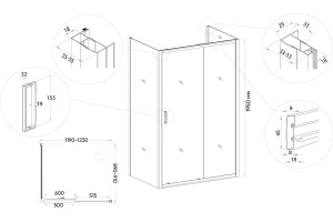 Душевой уголок Veconi Rovigo RV-046B 120x90, черный - 3
