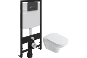 Комплект Унитаз подвесной STWORKI Дублин SETK3504-0605 с микролифтом + Система инсталляции для унитазов EWRIKA ProLT 0026-2020 с кнопкой смыва 0054 черной матовой