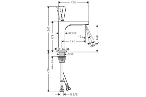 AX Citterio Смеситель для раковины 160, на 1 отв., излив 141мм, без донного клапана, цвет: хром - 2