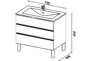 Тумба под раковину Sanvit Авеню-3 75 белый глянец - 3
